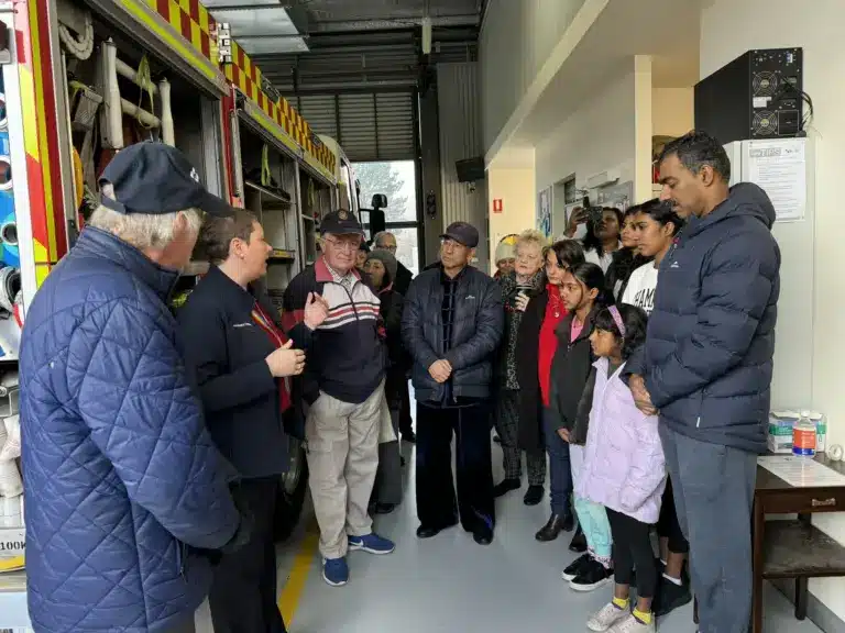 Community members meeting emergency services