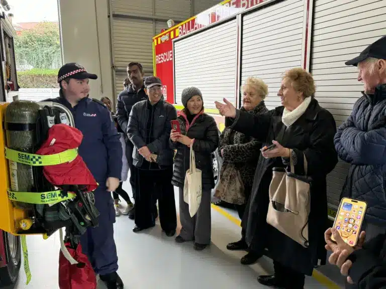 Community members visiting an emergency services station